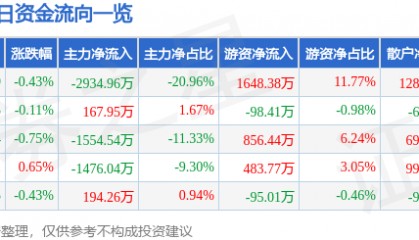 股票行情快报:东湖高新(600133)7月29日主力资金净卖出2934.96万元