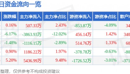 股票行情快报:苏州高新(600736)12月18日主力资金净买入507.33万元