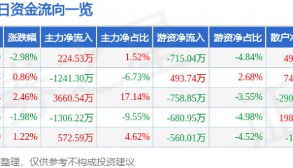 股票行情快报:银信科技(300231)6月13日主力资金净买入224.53万元