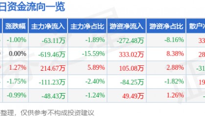 股票行情快报:飞乐音响(600651)5月28日主力资金净卖出63.11万元