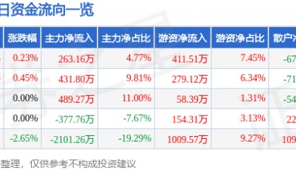 股票行情快报:新疆天业(600075)8月6日主力资金净买入263.16万元