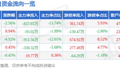 股票行情快报:渝开发(000514)12月25日主力资金净卖出837.65万元