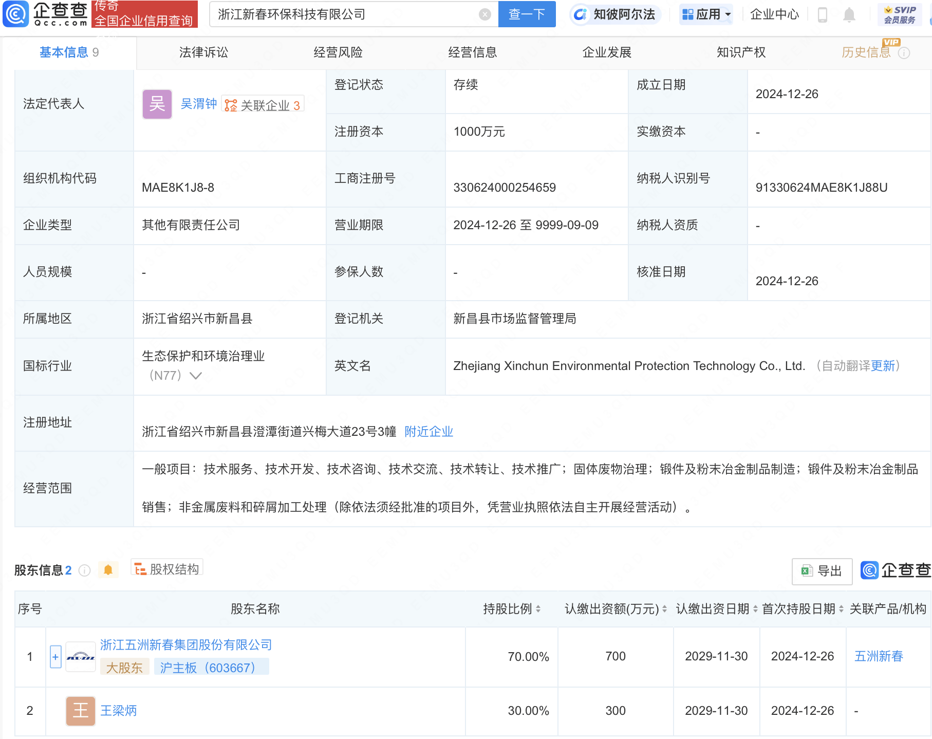 五洲新春携手共创新公司，浙江新春环保科技正式启航